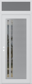 Diamond C6 36" x 96" white/white clear Glass Panel stainless steel RHI with Transom frosted Glass