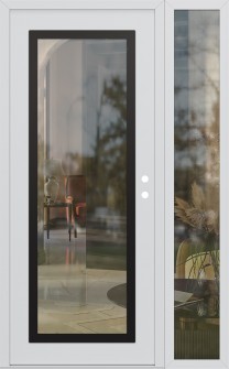 Diamond C1 48" x 80" white/white clear Glass Panel black LHI with Sidelite clear Glass