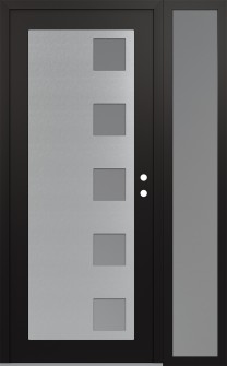 Diamond C5 48" x 80" black/white frosted Glass Panel stainless steel LHI with Sidelite frosted Glass