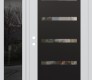 Modern Steel Front Door Diamond C7 48" x 80" white/white clear Glass Panel black RHI with Sidelite mirrored Glass