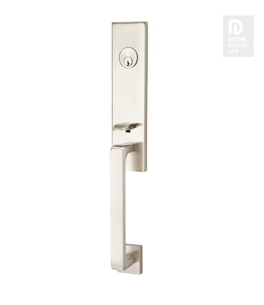 EMTEK DAVOS SINGLE CYLINDER KEYD 4818 SATIN NICKEL US15 for Steel Front Doors