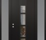 Modern Steel Front Door DIAMOND A10 68" X 96" BLACK/BLACK CLEAR GLASS PANEL BLACK RHI WITH 2 SIDELITES AND TRANSOM FROSTED GLASS