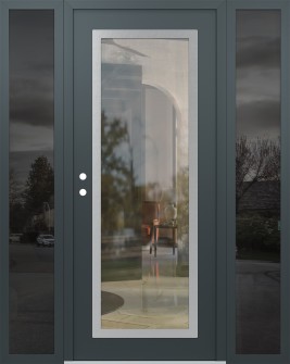 Diamond C1 68" x 80" anthracite/anthracite clear Glass Panel stainless steel RHI with 2 Sidelites mirrored Glass