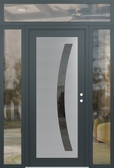 Diamond C4 64" x 96" anthracite/anthracite mirrored Glass Panel stainless steel LHI with 2 Sidelites and Transom clear Glass