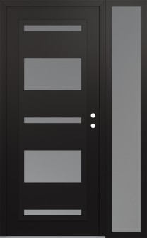 Diamond C10 48" x 80" black/white frosted Glass Panel black LHI with Sidelite frosted Glass