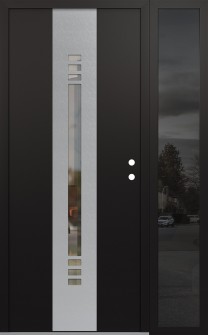DIAMOND A5 48" X 80" BLACK/BLACK CLEAR GLASS PANEL STAINLESS STEEL LHI WITH SIDELITE MIRRORED GLASS