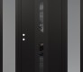 Modern Steel Front Door DIAMOND A6 68" X 80" BLACK/BLACK MIRRORED GLASS PANEL BLACK RHI WITH 2 SIDELITES FROSTED GLASS