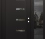Modern Steel Front Door Diamond C8 52" x 80" black/black clear Glass Panel black LHI with Sidelite mirrored Glass