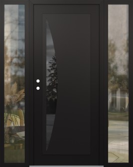 Diamond C13 64" x 80" black/black mirrored Glass Panel black RHI with 2 Sidelites clear Glass