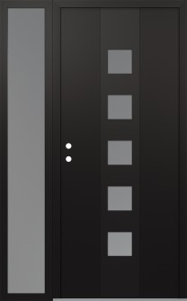 DIAMOND A13 48" X 80" BLACK/WHITE FROSTED GLASS PANEL BLACK RHI WITH SIDELITE FROSTED GLASS