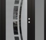 Modern Steel Front Door Diamond C12 52" x 80" black/black mirrored Glass Panel stainless steel LHI with Sidelite frosted Glass