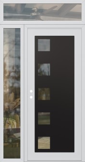 Diamond C5 48" x 96" white/white clear Glass Panel black RHI with Sidelite and Transom clear Glass