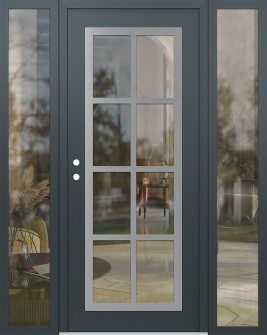 Diamond C16 60" x 80" anthracite/anthracite clear Glass Panel stainless steel RHI with 2 Sidelites clear Glass