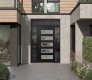 Diamond D3 64" x 96" black/black clear Glass Panel stainless steel RHI with 2 Sidelites and Transom mirrored Glass