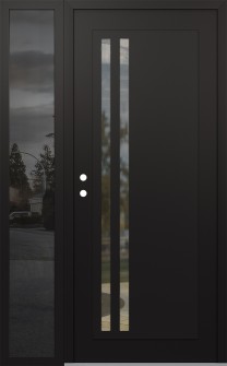 Diamond C6 48" x 80" black/black clear Glass Panel black RHI with Sidelite mirrored Glass