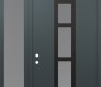 Modern Steel Front Door DIAMOND A10 52" X 96" ANTHRACITE/ANTHRACITE FROSTED GLASS PANEL BLACK RHI WITH SIDELITE AND TRANSOM FROSTED GLASS