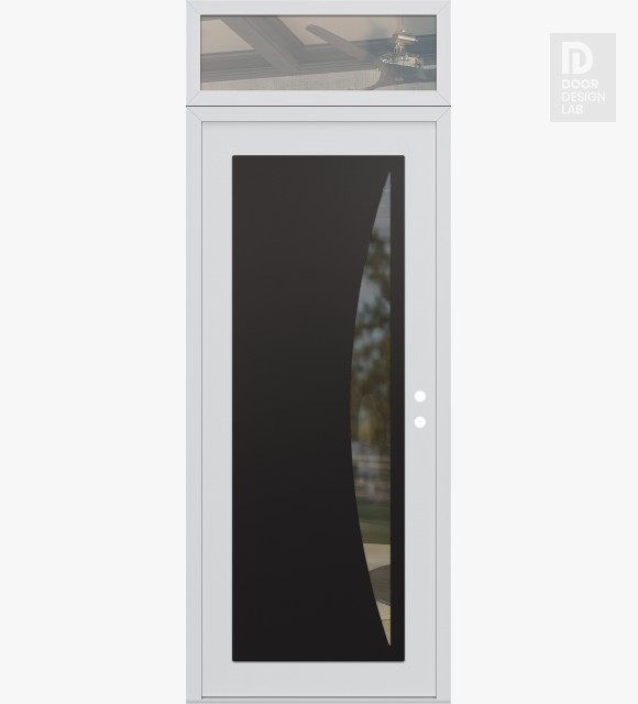 Modern Steel Front Door Diamond C13 36" x 96" white/white clear Glass Panel black LHI with Transom clear Glass