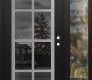 Modern Steel Front Door Diamond C16 52" x 80" black/black mirrored Glass Panel stainless steel LHI with Sidelite clear Glass
