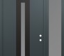 Modern Steel Front Door DIAMOND A2 48" X 96" ANTHRACITE/ANTHRACITE FROSTED GLASS PANEL BLACK LHI WITH SIDELITE AND TRANSOM FROSTED GLASS