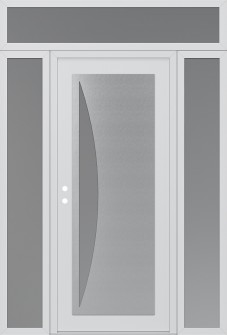 Diamond C13 64" x 96" white/white frosted Glass Panel stainless steel RHI with 2 Sidelites and Transom frosted Glass