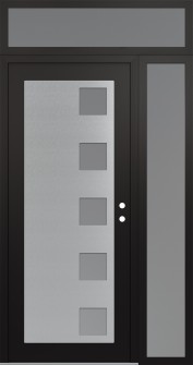 Diamond C5 48" x 96" black/white frosted Glass Panel stainless steel LHI with Sidelite and Transom frosted Glass