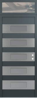 Diamond D5 36" x 96" anthracite/anthracite frosted Glass Panel stainless steel LHI with Transom clear Glass