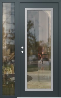 Diamond C1 52" x 80" anthracite/anthracite clear Glass Panel stainless steel RHI with Sidelite clear Glass