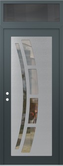 Diamond C12 36" x 96" anthracite/anthracite clear Glass Panel stainless steel RHI with Transom mirrored Glass