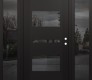 Modern Steel Front Door Diamond C10 60" x 80" black/black mirrored Glass Panel black LHI with 2 Sidelites mirrored Glass