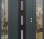 Modern Steel Front Door DIAMOND A7 68" X 80" ANTHRACITE/ANTHRACITE FROSTED GLASS PANEL BLACK LHI WITH 2 SIDELITES CLEAR GLASS