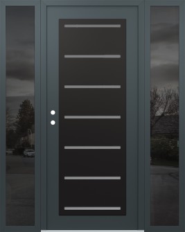 Diamond C11 60" x 80" anthracite/anthracite frosted Glass Panel black RHI with 2 Sidelites mirrored Glass