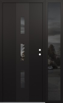 DIAMOND A7 52" X 80" BLACK/BLACK MIRRORED GLASS PANEL BLACK LHI WITH SIDELITE MIRRORED GLASS