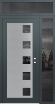 Diamond C5 52" x 96" anthracite/anthracite mirrored Glass Panel stainless steel LHI with Sidelite and Transom mirrored Glass