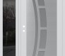 Modern Steel Front Door Diamond C12 50" x 80" white/white frosted Glass Panel stainless steel RHI with Sidelite mirrored Glass