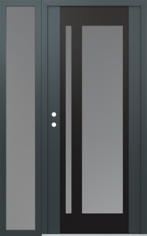 Diamond C15 52" x 80" anthracite/anthracite frosted Glass Panel black RHI with Sidelite frosted Glass