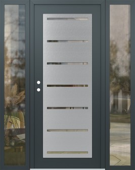 Diamond C11 60" x 80" anthracite/anthracite clear Glass Panel stainless steel RHI with 2 Sidelites clear Glass