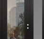 Modern Steel Front Door Diamond C1 50" x 96" black/black clear Glass Panel black LHI with Sidelite and Transom frosted Glass