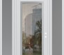 Modern Steel Front Door Diamond C1 60" x 96" white/white clear Glass Panel stainless steel LHI with 2 Sidelites and Transom frosted Glass