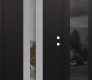 Modern Steel Front Door DIAMOND A2 52" X 80" BLACK/BLACK CLEAR GLASS PANEL STAINLESS STEEL LHI WITH SIDELITE MIRRORED GLASS