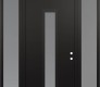 Modern Steel Front Door DIAMOND A11 64" X 96" BLACK/WHITE FROSTED GLASS PANEL BLACK LHI WITH 2 SIDELITES AND TRANSOM FROSTED GLASS