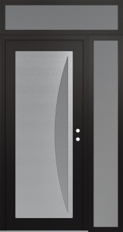 Diamond C13 52" x 96" black/white frosted Glass Panel stainless steel LHI with Sidelite and Transom frosted Glass