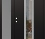 Modern Steel Front Door DIAMOND A11 50" X 80" BLACK/BLACK CLEAR GLASS PANEL STAINLESS STEEL RHI WITH SIDELITE FROSTED GLASS