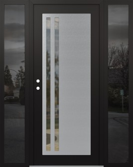 Diamond C6 60" x 80" black/black clear Glass Panel stainless steel RHI with 2 Sidelites mirrored Glass