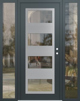 Diamond C2 64" x 80" anthracite/anthracite clear Glass Panel stainless steel LHI with 2 Sidelites clear Glass