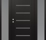 Modern Steel Front Door Diamond C11 60" x 80" black/white frosted Glass Panel black RHI with 2 Sidelites frosted Glass