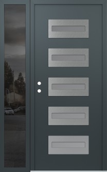 Diamond D4 50" x 80" anthracite/anthracite frosted Glass Panel stainless steel RHI with Sidelite mirrored Glass