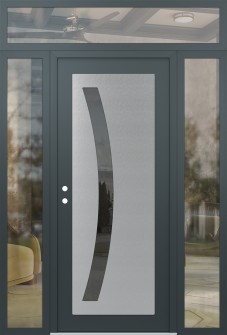 Diamond C4 64" x 96" anthracite/anthracite mirrored Glass Panel stainless steel RHI with 2 Sidelites and Transom clear Glass