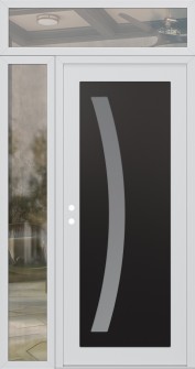 Diamond C4 48" x 96" white/white frosted Glass Panel black RHI with Sidelite and Transom clear Glass