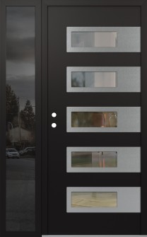 Diamond D3 52" x 80" black/black clear Glass Panel stainless steel RHI with Sidelite mirrored Glass