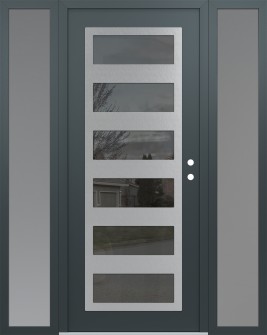 Diamond C9 60" x 80" anthracite/anthracite mirrored Glass Panel stainless steel LHI with 2 Sidelites frosted Glass